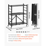 SucceBuy Foldable Storage Shelf Metal Rack Shelving Unit No Assembly Organizer Shelf with 5 Wheels & 4 Hooks for Kitchen Black