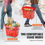 Amocart 6PCS Shopping Baskets 39L Rolling Shopping Carts with Handles & Wheels Portable  for Supermarkets Retail Stores Grocery