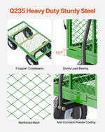 SucceBuy Steel Garden Cart on Wheels Heavy Duty Garden Wagon Cart Pullable Metal Yard Wagon Carts with 180°Rotating Handle