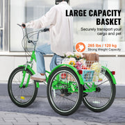 Bild in Galerie-Viewer laden, Amocart 20-26inch Folding Adult Tricycle 7 Speed Carbon Steel 3 Wheels with Basket Adjustable Seat Shopping Picnic For Seniors
