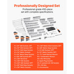 SucceBuy Mechanics Tool Set and Socket Set 450 Pcs 1/4 3/8 1/2 inch Drive Deep and Standard Sockets w/ Bits Wrenches Accessories