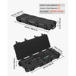 Amocart Hard Rifle Case Lockable Rifle Case with Pre-cut Foams Wheels IP67 Waterproof Pistol Storage Cases for Rifles Shotguns