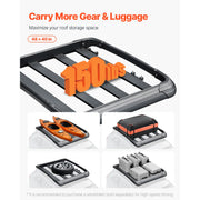 Charger l'image dans la visionneuse de galerie, Amocart Roof Rack Cargo Carrier 48x40x5.6“ Universal Rooftop Cargo Basket Car Top Luggage Holder Anti-Rust Alloy Steel for Car
