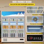SucceBuy Triple Swing Door Commercial Refrigerator Display Fridge Upright Beverage Cooler Glass Door with LED Light