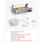 Amocart Commercial Food Warmer Electric Stainless Steel Steam Food Warmer with Glass Cover Countertop Buffet Bain Marie w/ Soup