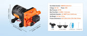 Bild in Galerie-Viewer laden, SucceBuy 12V Diaphragm Pump 1.8/3/3.5/5 GPM 3/4/5-Chamber 40-100 PSI Adjustable 1/2'' MNPT Port for RV Yacht Food Truck Camper
