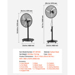 SucceBuy 16-Inch/24-Inch 1450CFM/6800CFM High Velocity Pedestal Fan  3-Speed Adjustable Height Metal Made for Commercial Home