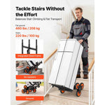 Amocart 220LBS Stair Climbing Cart Folding Trolley Cart with Telescoping Handle & Wheels Stair Climber Dolly for Home Warehouse