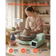 Charger l'image dans la visionneuse de galerie, Amocart 450W Pottery Wheel 14" and 11" Turntables with Foot Pedal 30-300 RPM Adjustable Speed for Beginners DIY Clay Art Craft
