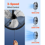 Amocart Industrial Wall Mount Fan High Velocity  Waterproof Wall Fan with Aluminum Blades for Workshop Warehouse Greenhouse