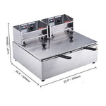 Amocart  12L Electric Deep Fryer w/Dual Removable Tanks Commercial Countertop  Fryer for Chicken French Fries Frying Chips