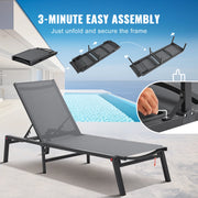 Charger l'image dans la visionneuse de galerie, Amocart Chaise Lounge Chair Outdoor Aluminum Patio LoungeFolding Pool Lounge Recliner Full Flat for Patio Beach Pool Dark Grey
