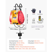 Charger l'image dans la visionneuse de galerie, Amocart 2-in-1 Electric Hoist 1100 lbs 1800W Wired/Wireless Portable Power Winch 98 ft Lifting Height for Garage Factory Towing
