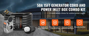 Bild in Galerie-Viewer laden, Amocart 50Amp Generator Cord &amp; Power Inlet Box Kit NEMA 14-50P/SS2-50R STW 6/3+8/1 AWG Power Cord with Lock Connector for RV
