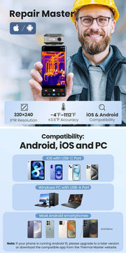 Load image into Gallery viewer, P1 thermal camera 320*240 X³IR Resolution for ios and Android Phone 600℃ High Temp Measurement Range 25Hz for Hvac Inspect
