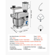 Bild in Galerie-Viewer laden, 【Premium】Amocart  5.7/6/7.8L Stand Mixe Electric Kitchen Mixer 1500W Dough-Mixer, 6+P Speeds Tilt-head Food-Mixer with 1.5 L Bl
