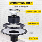 Bild in Galerie-Viewer laden, SucceBuy Waterproofing Shower Kit 38''x60'' Shower Kit Tray With Offset Drain PVC Or ABS 4" Stainless Steel Grate 2 Cuttable
