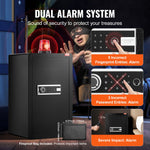 Amocart Single Door 4.0 cu.ft Safe Box w/ Key Lock Password & Fingerprint Safe Lock Box with Fireproof Bag Key Rack & LED Light
