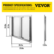 Load image into Gallery viewer, SucceBuy Stainless Steel BBQ Cabinet Access Door W/ Recessed Handle for Indoor/Outdoor Kitchen BBQ Island Kitchen Sink Fireplace
