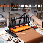 SucceBuy Leather Cutting Machine Embossing Plate Manual Die Cutter 0.47 in Pressure Stroke Leather Embossing Machine