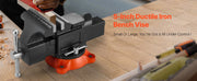 Charger l'image dans la visionneuse de galerie, Amocart Bench Vise 5"/5.5"/8" Jaw Width Multipurpose Vise with 360° Swivel Locking Base Vise with Anvil for Clamping Round Pipe
