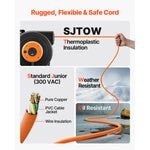 SucceBuy 30FT Retractable Extension Cord Reel with Lighted Triple Tap Outlet 10Amp Circuit Breaker for Ceiling Wall Mount Garage