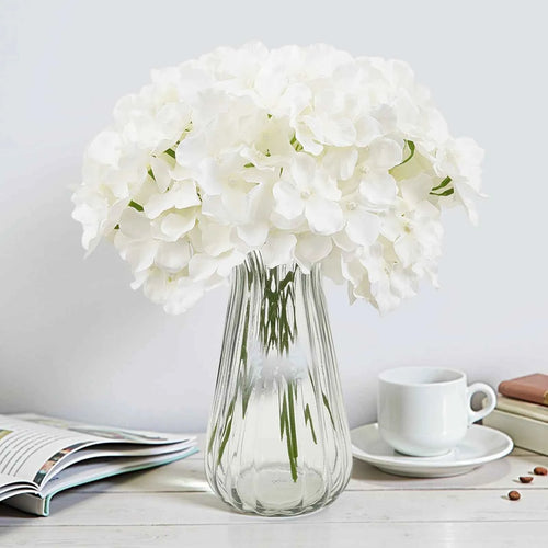 Amocart Artificial Flowers Real Looking White Silk Fake Hydrangea Bulk Faux Bridal Shower with Stem for DIY Wedding Bouquets