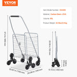 Amocart 88lbs Folding Shopping Cart Light-weight Storage Stair Climbing Utility Cart with Wheels Outdoor Travel Picnic Handcart