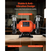 Charger l'image dans la visionneuse de galerie, Amocart Bench Grinder Single Speed Bench Grinder 1750RPM Low-Speed Table Grinders with Induction Motor Adjustable Tool Rest
