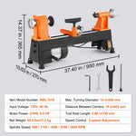 Amocart Benchtop Wood Lathe 10in x 18in / 14in x 40in US-120V Power Wood Turning Lathe Machine Variable Speeds for Woodworking