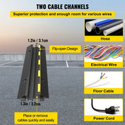 Bild in Galerie-Viewer laden, Amocart Cable Protector Ramp Wire Cable Cover Cord Guard 2 Channels Rubber + PVC 11000LBS Speed Bump Parking Driveway Traffic

