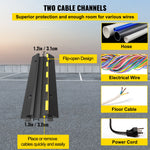SucceBuy Cable Protector Ramp Wire Cable Cover Cord Guard 2 Channels Rubber + PVC 11000LBS Speed Bump Parking Driveway Traffic