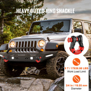 Charger l'image dans la visionneuse de galerie, Amocart 2pcs 3/4" D-Ring Shackle U-Hook Loop Shackles with 7/8" Pin Isolators &amp; Washers for Jeep Off Road Vehicle Recovery
