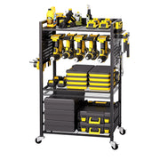 Charger l'image dans la visionneuse de galerie, Amocart 4-tier Rolling Tool Organizer Cart 150 lbs Garage Floor Stand Storage Cart on Wheels Drill Holder Rack for Workshop
