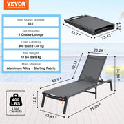 Charger l'image dans la visionneuse de galerie, Amocart Chaise Lounge Chair Outdoor Aluminum Patio LoungeFolding Pool Lounge Recliner Full Flat for Patio Beach Pool Dark Grey
