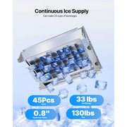 Charger l'image dans la visionneuse de galerie, Amocart Commercial Ice Maker Machine 130Lbs/24H with 33Lbs Storage 45 Cubes per Cycle Stainless Steel Freestanding for Home
