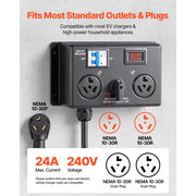Load image into Gallery viewer, Amocart Manual EV Charging Switch for Dryer &amp; EV 24A Max 240V with Circuit Breaker Real-Time Display Hand-Operated Selector ETL

