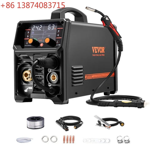 Amocart 5-in-1 MIG Welder 200Amp Pluse Mig Welding Machine Gas MIG/Flux Core MIG/Stick/Lift TIG/AU TIG with LCD Screen Display
