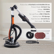 Charger l'image dans la visionneuse de galerie, Amocart 800W Electric Drywall Sander Brushless Motor 1000-2300RPM Variable Speed Household Polishing Machine Wall Sand Grinder

