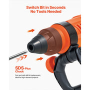 Bild in Galerie-Viewer laden, Amocart Corded Hammer Drill 1600W 175-350RPM Electric Demolition Drills 2-Inch SDS-Max Rotary Hammer Driver for Concrete Wood
