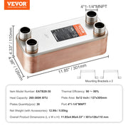 Charger l'image dans la visionneuse de galerie, Amocart Heat Exchanger 5"x 12" 80 Plates Brazed Plate Stainless Steel For Floor Heating Water Heating Snow Melting Beer Cooling
