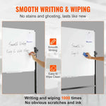 Amocart Rolling Magnetic Whiteboard Double-Sided Mobile Whiteboard 360° Reversible Adjustable Height Dry Erase Board for School
