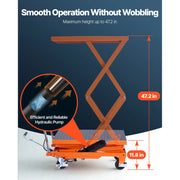 Load image into Gallery viewer, SucceBuy Hydraulic Lift Table 500lbs Capacity 47.2" Lifting Height Double Scissor Lift Table Cart with Wheels for Transportation
