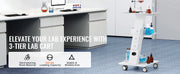 Load image into Gallery viewer, Amocart Lab Trolley 3-Layer Rolling Cart Metal Mobile Trolley  220 lbs Weight Capacity for Lab Clinic Beauty and Salon
