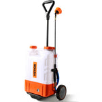 SucceBuy Battery Powered Backpack Sprayer Adjustable Pressure 4 Gallon Tank with 8/6Nozzles 2Wands for Weeding Spraying Cleaning
