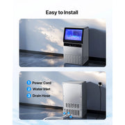 Charger l'image dans la visionneuse de galerie, Amocart Commercial Ice Maker Machine 130Lbs/24H with 33Lbs Storage 45 Cubes per Cycle Stainless Steel Freestanding for Home
