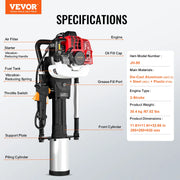 Bild in Galerie-Viewer laden, Amocart 37.77cc Gas-Powered T Post Driver 4-Stroke Engine Gasoline Fence Piling Pounder with 3 Post Driving Head(45/55/88 mm)
