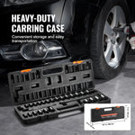 SucceBuy 3/8" Drive Impact Socket Set 29 Pcs Shallow Socket SAE 3/8-1" and Metric 8-22mm 6Point CR-V Alloy Steel for Auto Repair