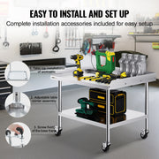 Load image into Gallery viewer, Amocart Stainless Steel Work Table Commercial Food Prep Worktable with 4 Wheels Heavy Duty Prep Worktable for Restaurant Home
