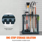 SucceBuy 10 Slots Yard Garden Tool Organizer Long-Handl Tool/Rake/Broom Tower Storage Rack Stand Holder for Garage Organization